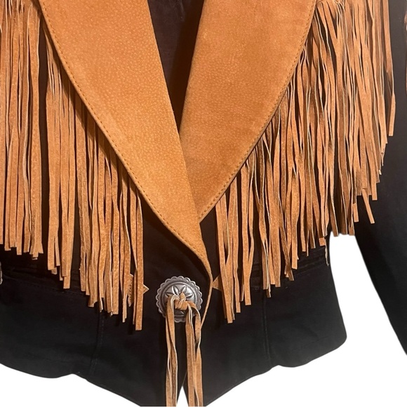 Vintage Frontier Collection Women Blac Fringe Jacket Size Small - Picture 3 of 7